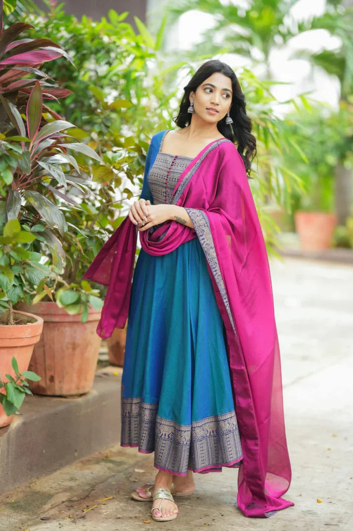 Chicora Pure Silk temple Anarkali Gown
