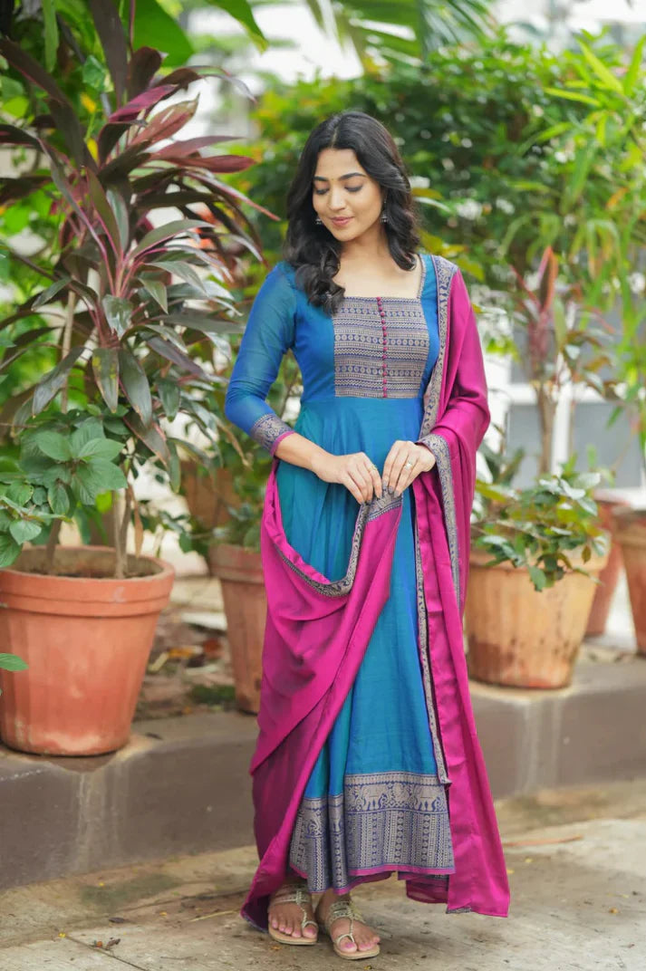 Chicora Pure Silk  temple Anarkali Gown