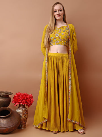 Chicora Georgette choli with plazzo and jacket