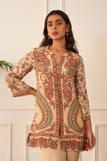 Chicora Presents Beige Printed Crepe Set