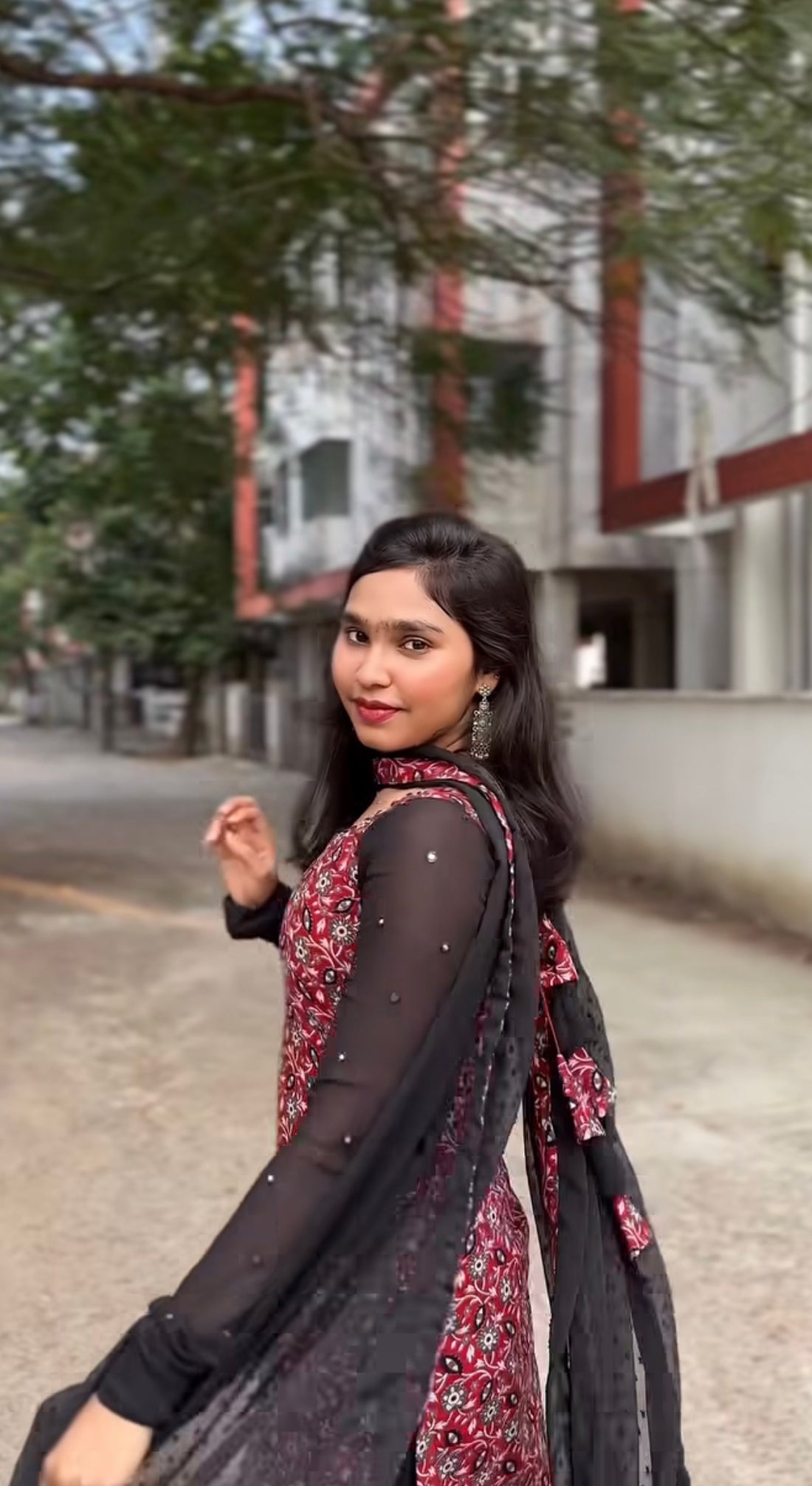 Raani Kalamkari Printed Kurti With Duppata