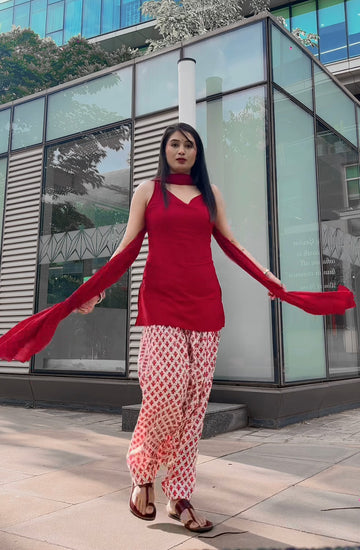 Chicora Red Printed Designer Kurta Set