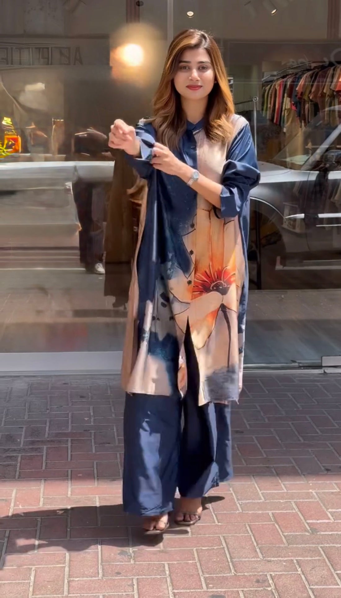 Chicora Hafiza new pure crepe buttoned long dresses for women