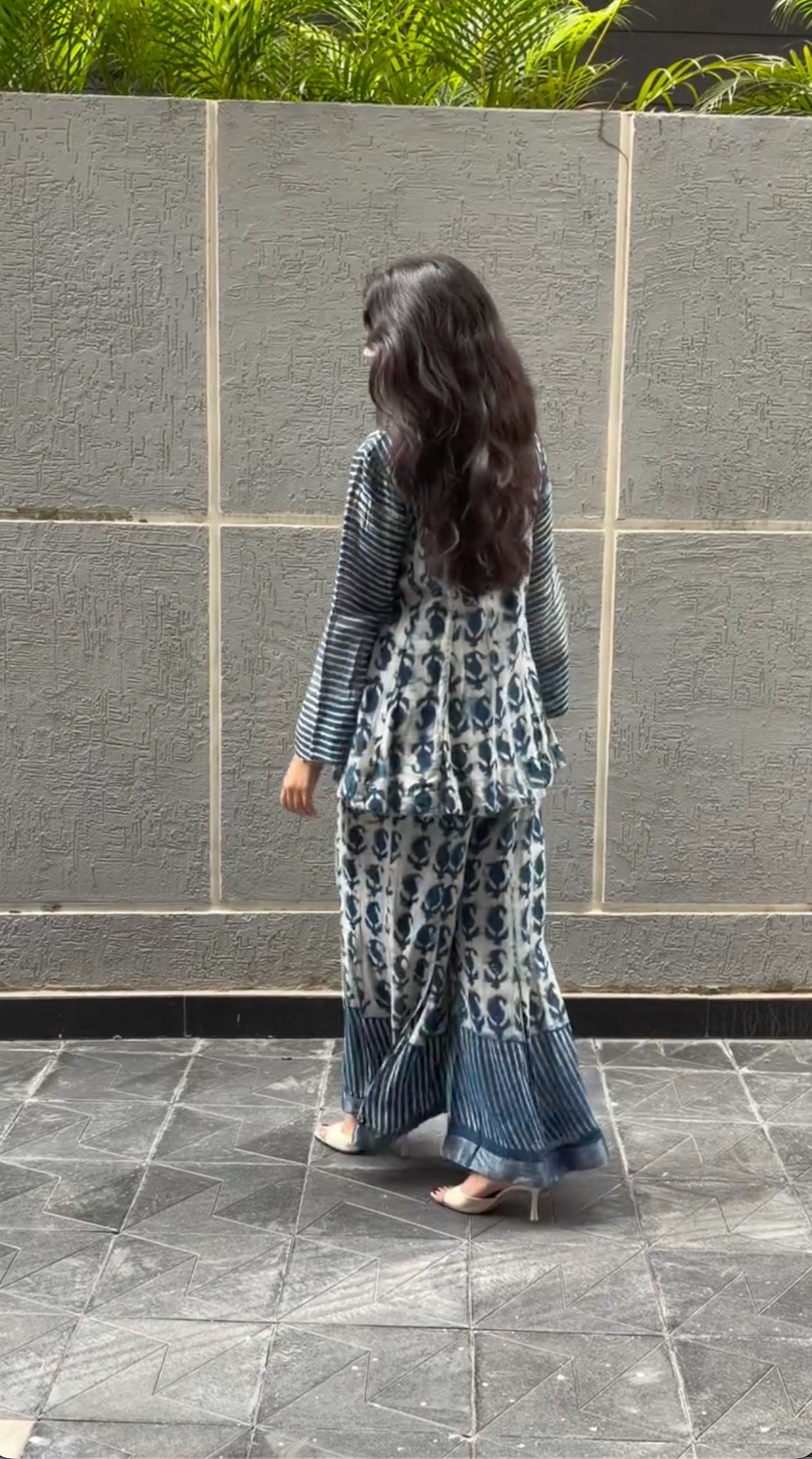 Blue Mehfil Cotton Top Plazzo Set