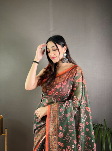 Chicora Presents Classic cotton kalamkari print saree for women