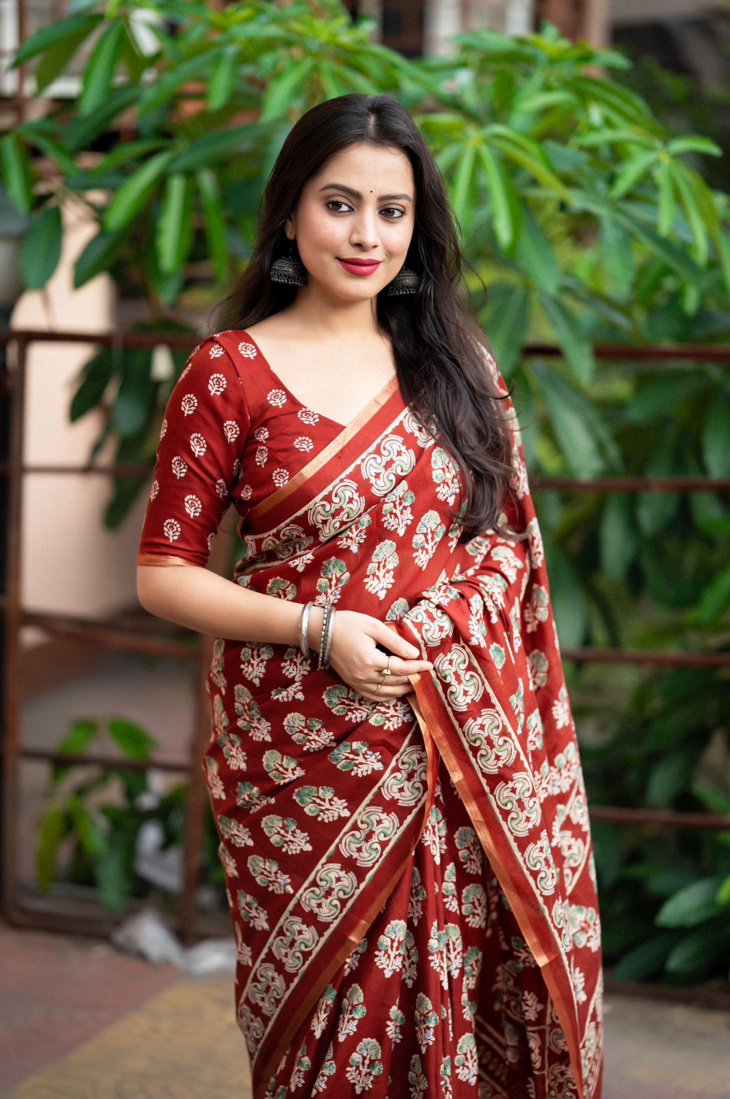 Chicora Presents New ajrakh style painted saree