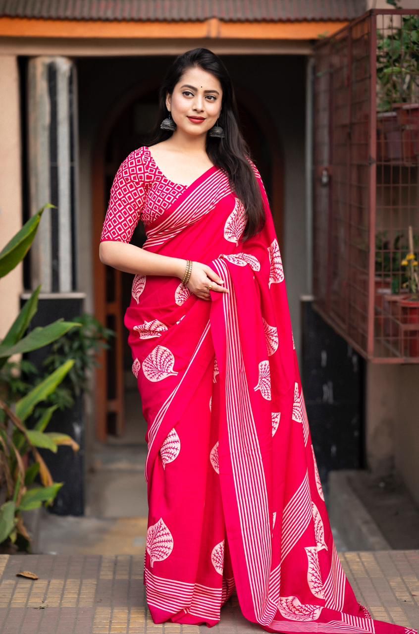 Chicora Presents soft cotton feel batik printed saree