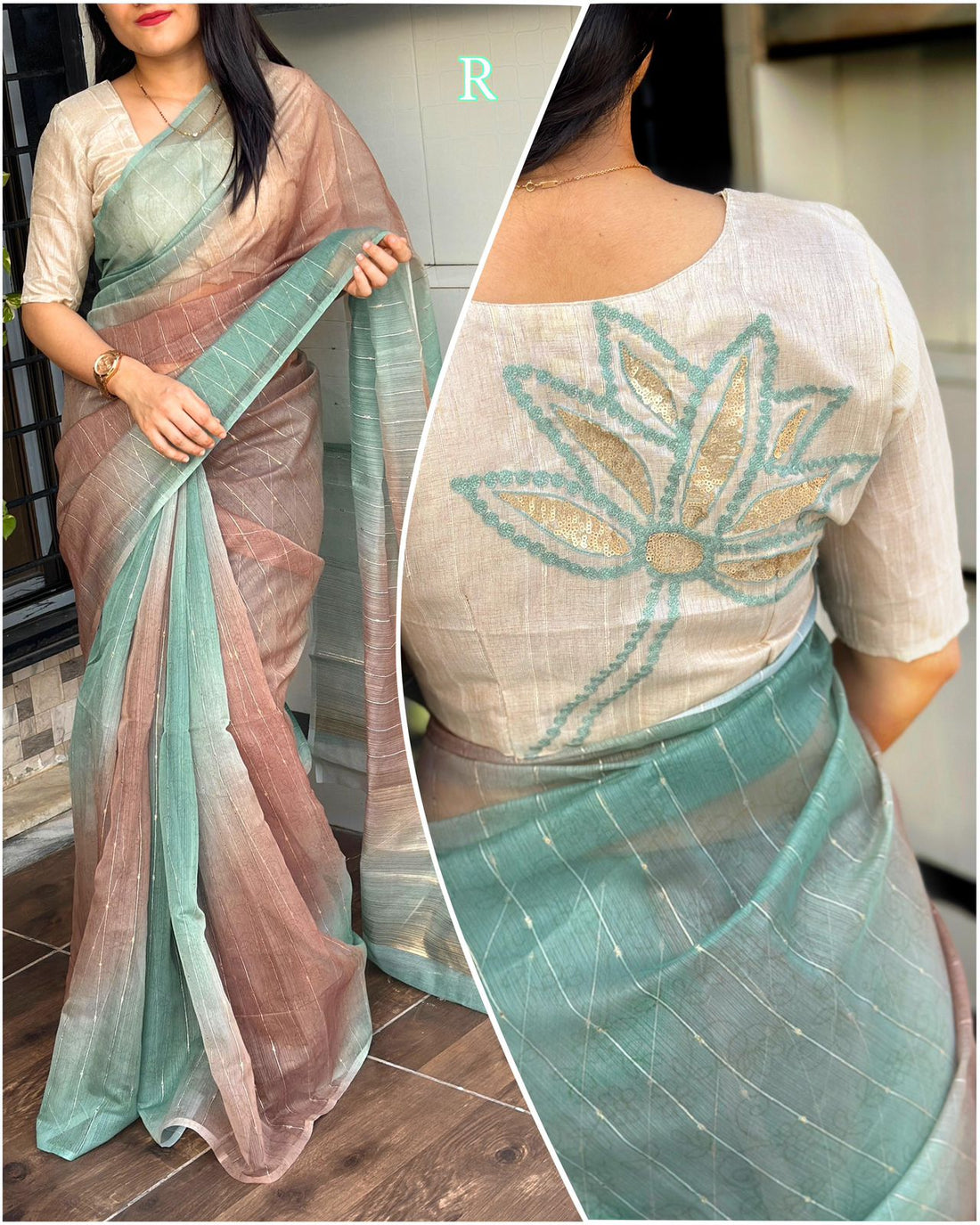 Chicora Presents lurex linen organza Saree