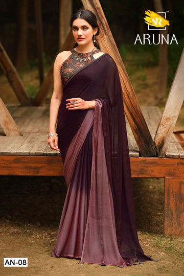 Chicora Presents aruna Velvet Siffon Saree for women
