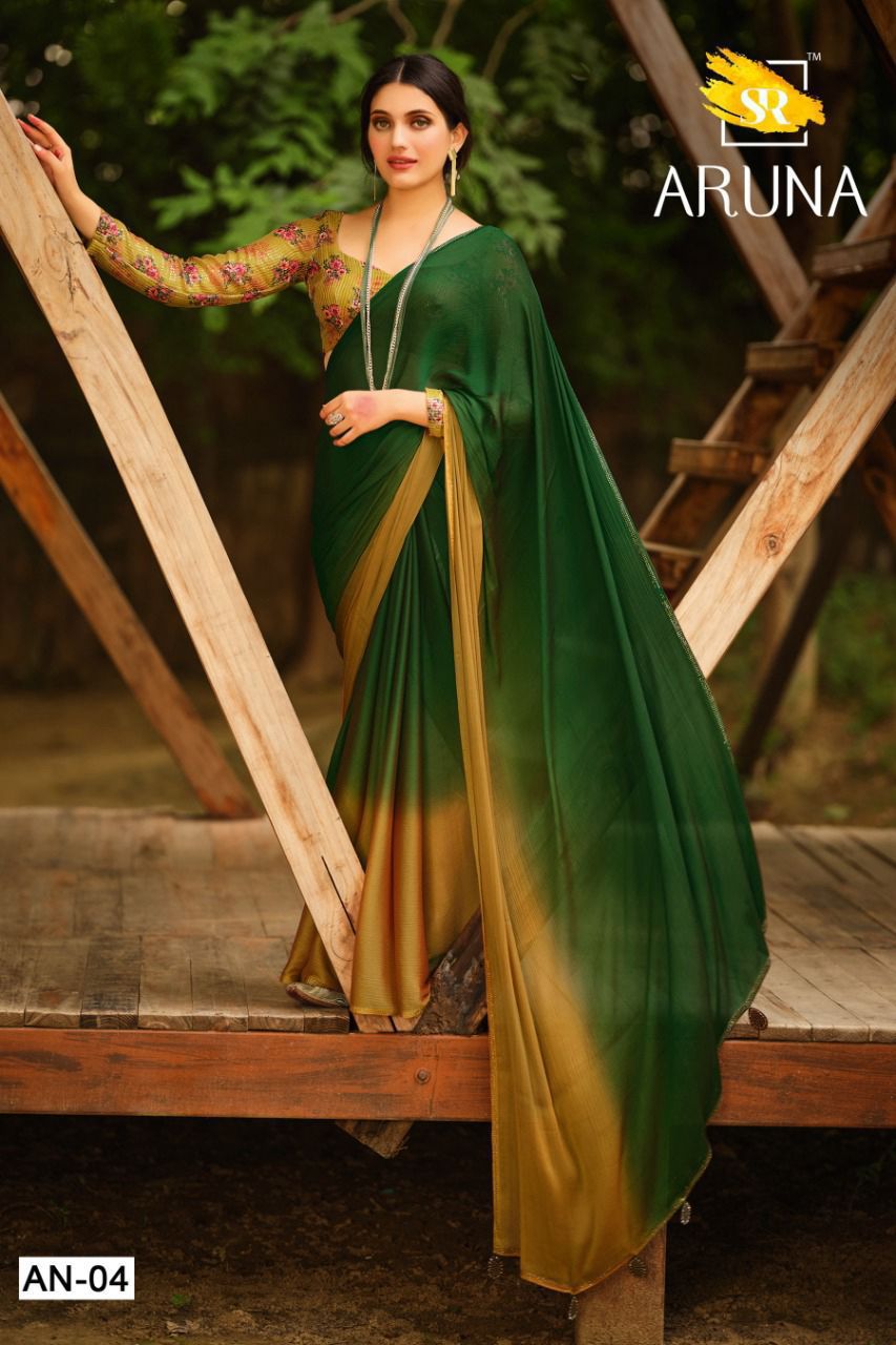 Chicora Presents aruna Velvet Siffon Saree for women