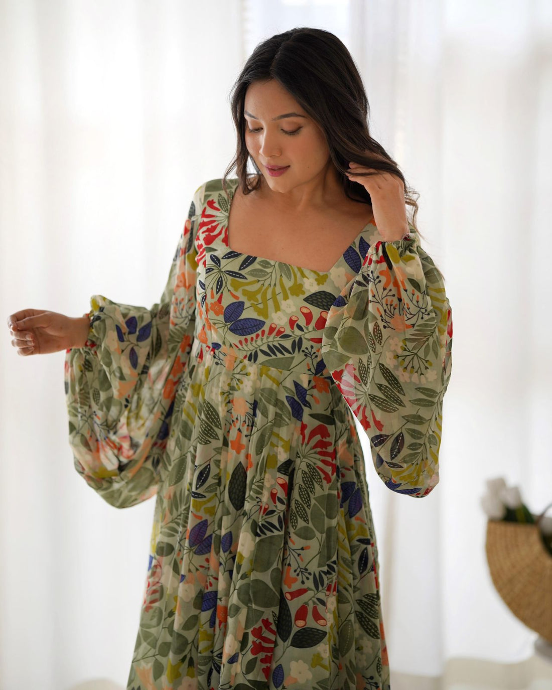 chicora Presents  Heavy Pure Soft Fox Georgette Floral Print gown
