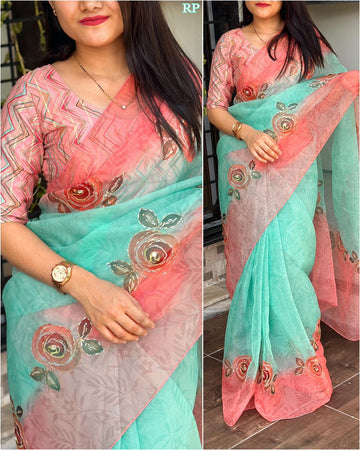 Chicora Presents jiyana -leno cotton Saree