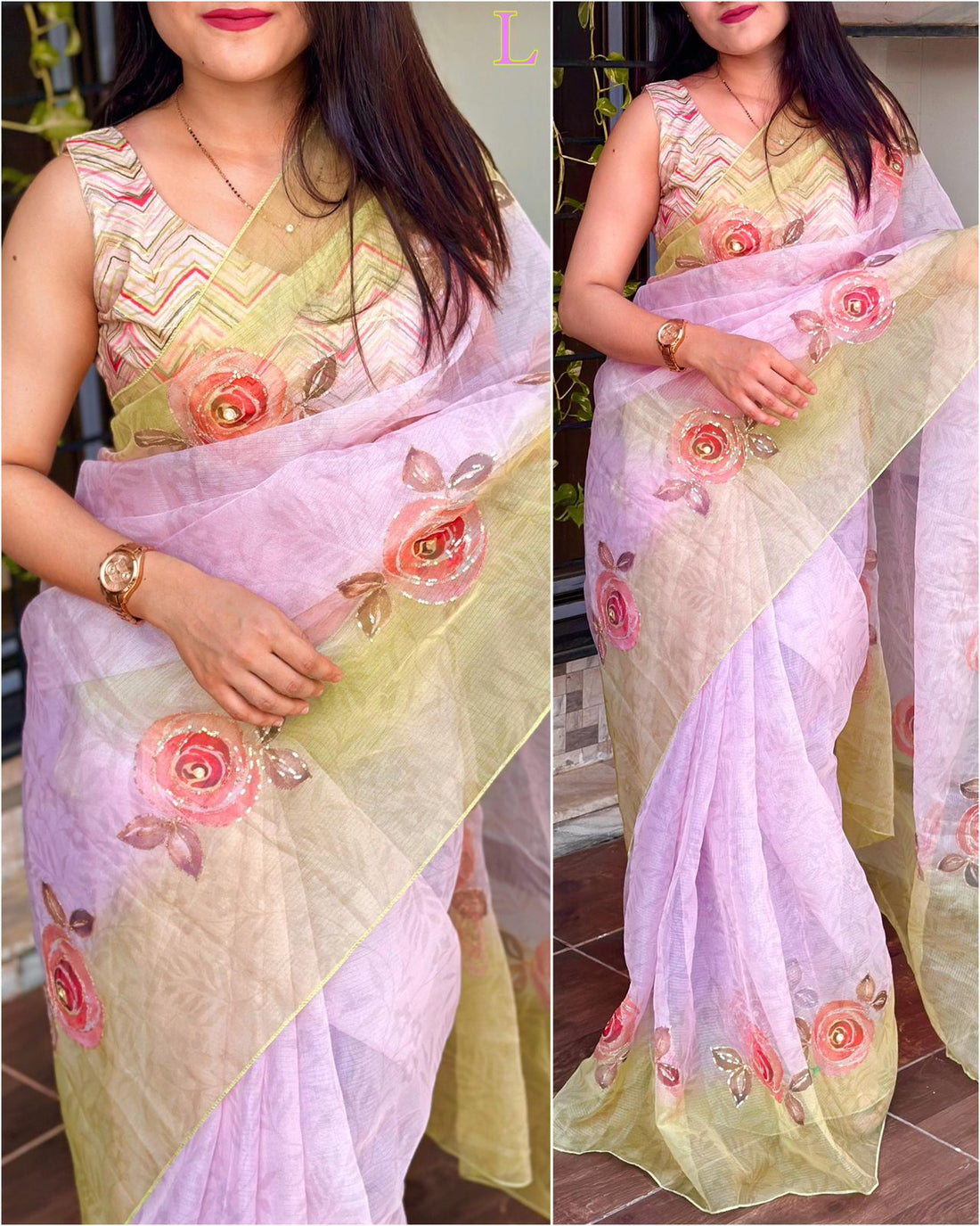 Chicora Presents jiyana -leno cotton Saree