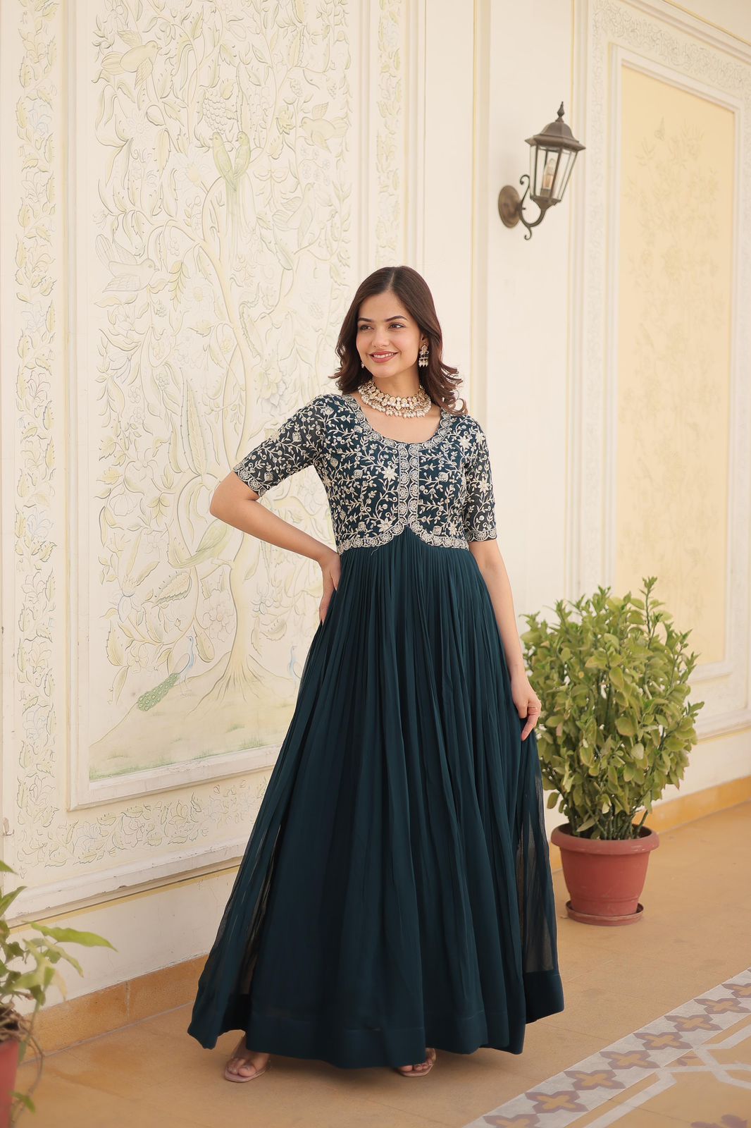 Chicora Presents Designer Gown is luxury clothing Considered to be high quality Made by Zari-Thread & Sequins Embroidery. This is Made for Desirable Women's who deserve it