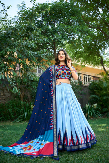 Chicora Presents The lightweight yet luxurious Tussar silk fabric ensures comfort and elegance, making this lehenga choli a must-have for every fashion connoisseur