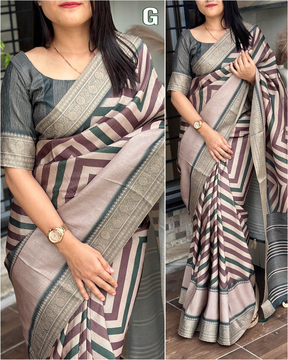 Chicora Designer digital printed saree with touch of zari jacquard boder