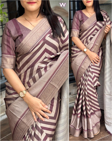 Chicora Designer digital printed saree with touch of zari jacquard boder