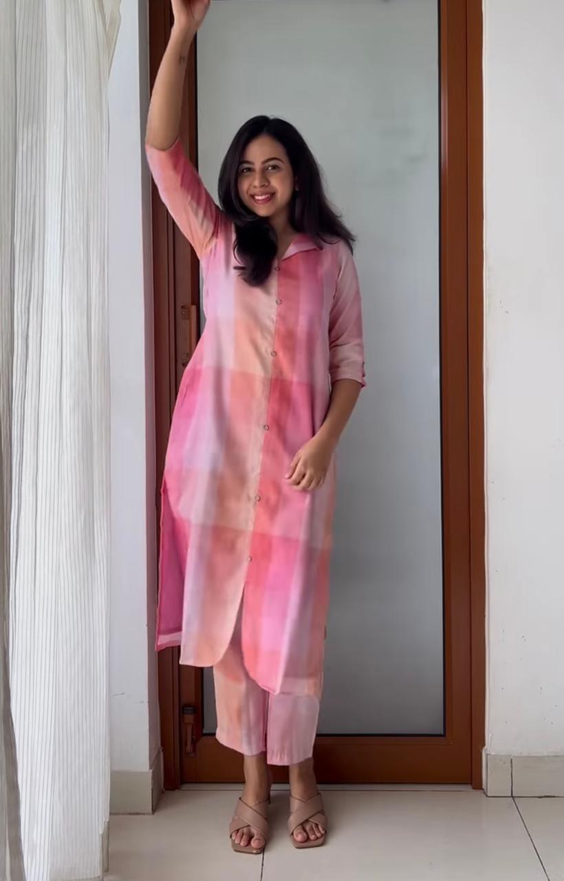 Chicora Pink Multi Color Casual Kurti set