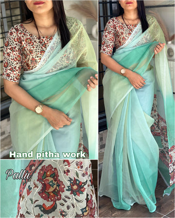 Chicora Presents A perfect shaded printed light weight saree with pallu concept pattern