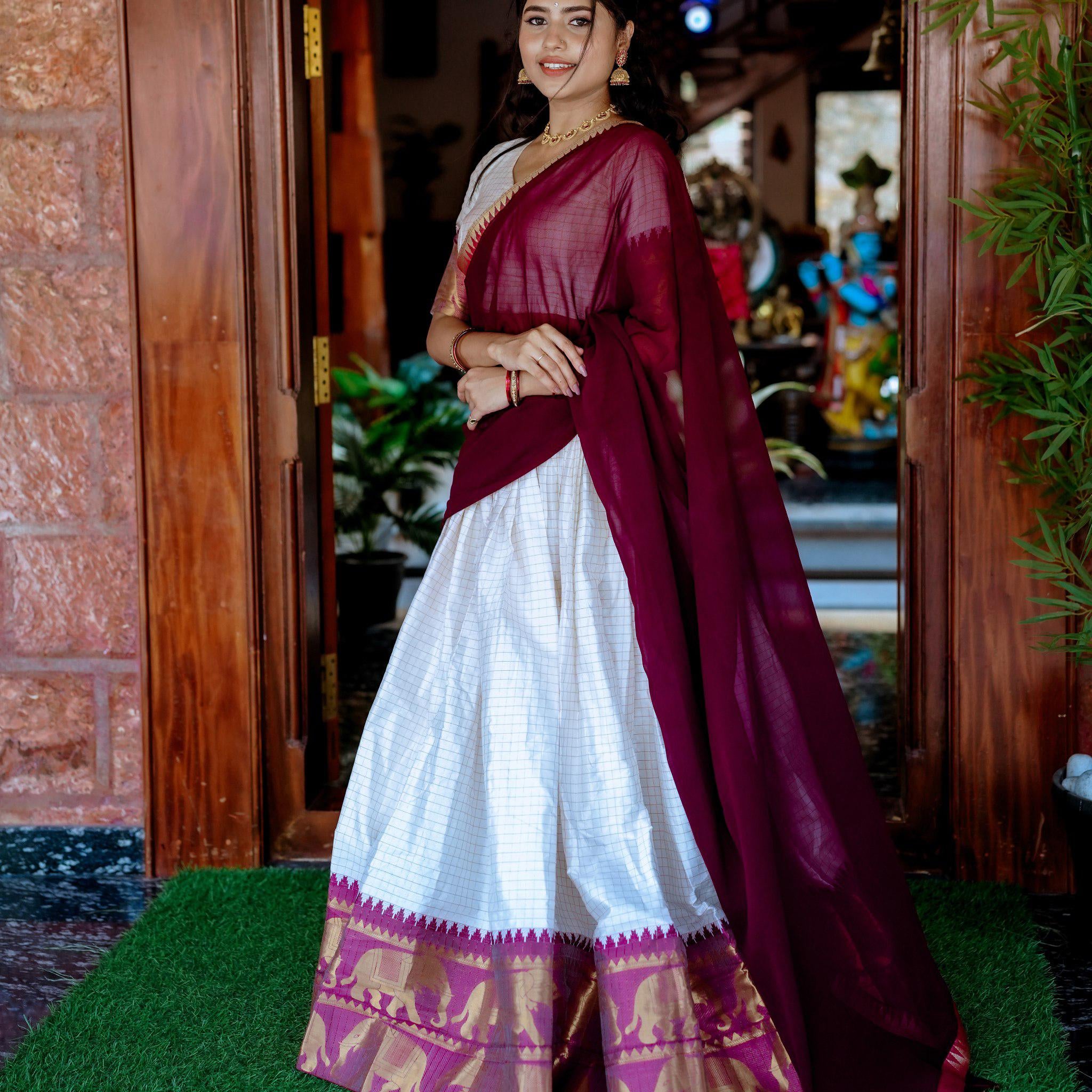 Chicora Experience Timeless Tradition: Kalyani Cotton Lehenga Choli Paired with Flowing Georgette Dupatta Lb