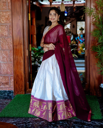 Chicora Experience Timeless Tradition: Kalyani Cotton Lehenga Choli Paired with Flowing Georgette Dupatta Lb