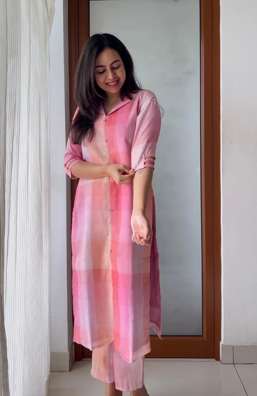 Chicora Pink Multi Color Casual Kurti set