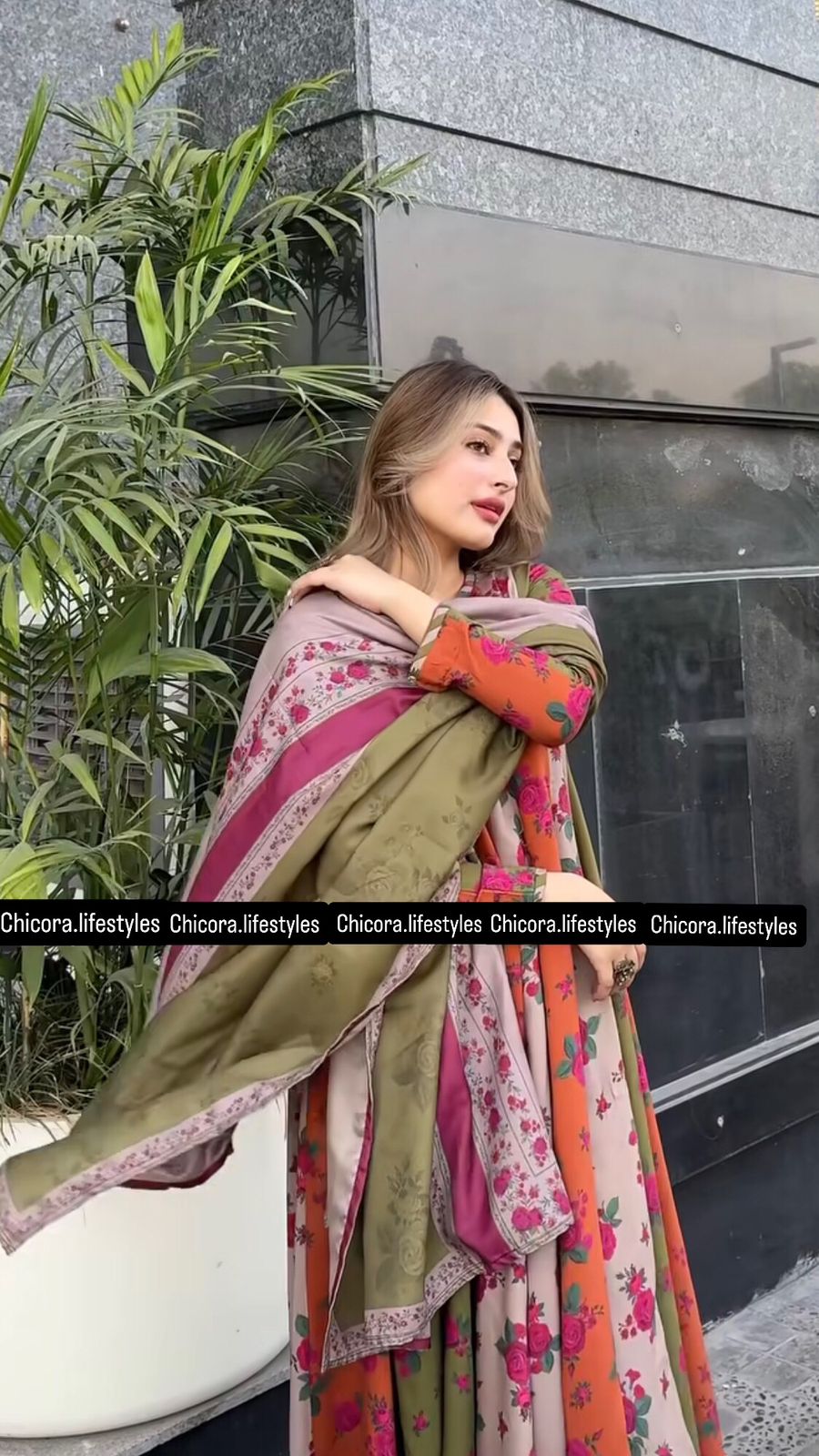 Amber Sunset Frock 3Pc Suit