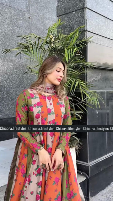 Amber Sunset Frock 3Pc Suit