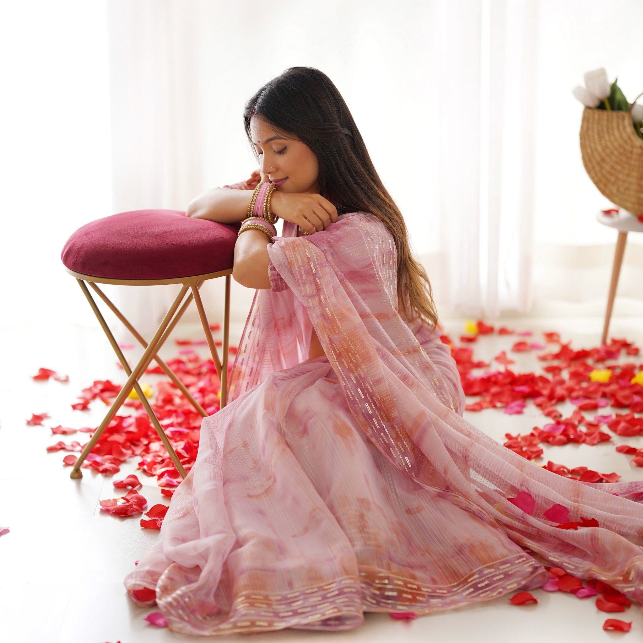 Chicora Presents pastel colors softest Levender organza sarees