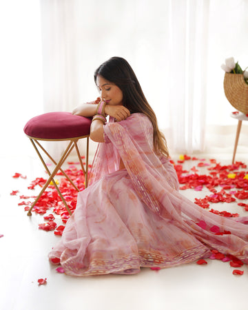 Chicora Presents pastel colors softest Levender organza sarees